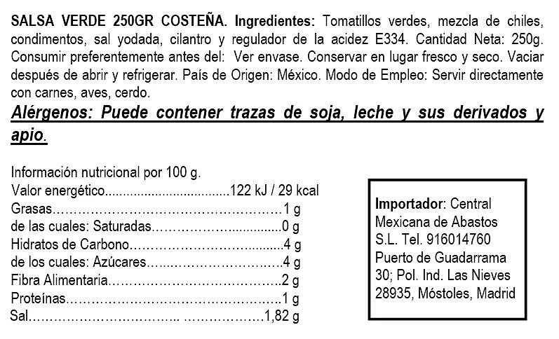 Salsa Verde 250 g - La Costeña - Imagen 2