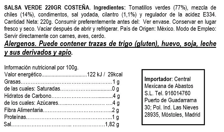 Salsa Verde 220 g - La Costeña - Imagen 2