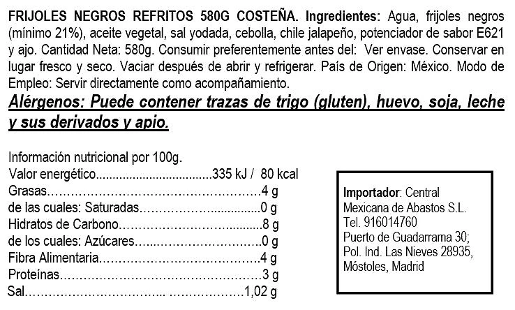 Frijoles Negros Refritos 580 g - La Costeña - Imagen 2