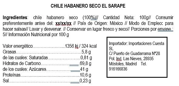 Chile Seco Habanero 100g - Imagen 2